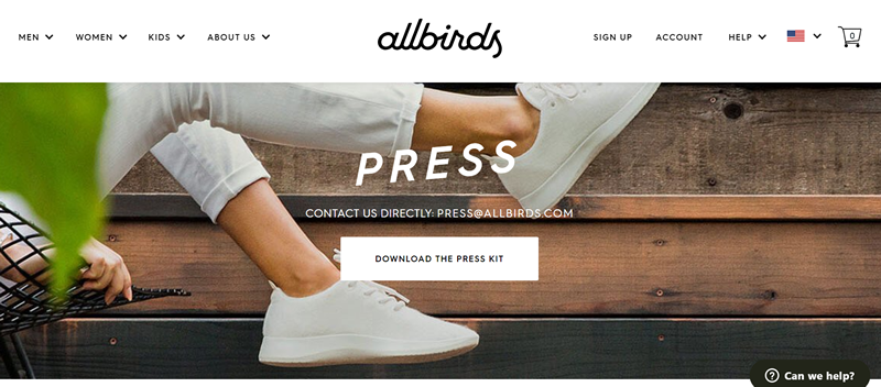 Allbirds press page